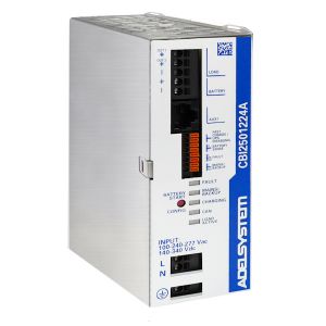 250 W akkuvarmennettu AC/DC teholähde-laturi DIN-kiskoon; 12 tai 24 VDC 10 A CBI2501224A