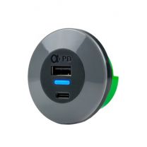 75 W tasoon kiinnitettävä USB-A&C PD-laturi, 9-32/5-20 VDC 3A+2A PDA075AC-D1BKRS