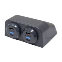 USB-TPOD Tasoon kiinnitettävä asennuskotelo kahdelle PVPRO tai PV65R USB laturille